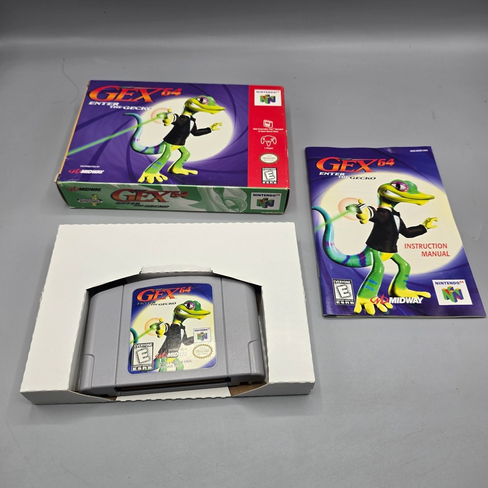 Gex 64 Enter the Gecko Nintendo 64 N64 CIB Complete Box Manual Midway NUS-NX2E